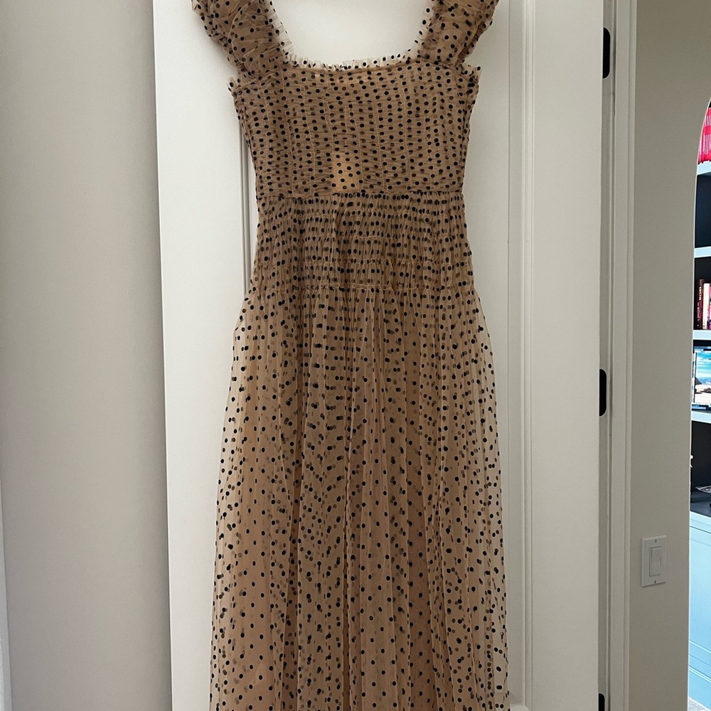Doen Tan and Black Polka Dot Midi Dress - Picture 3 of 6